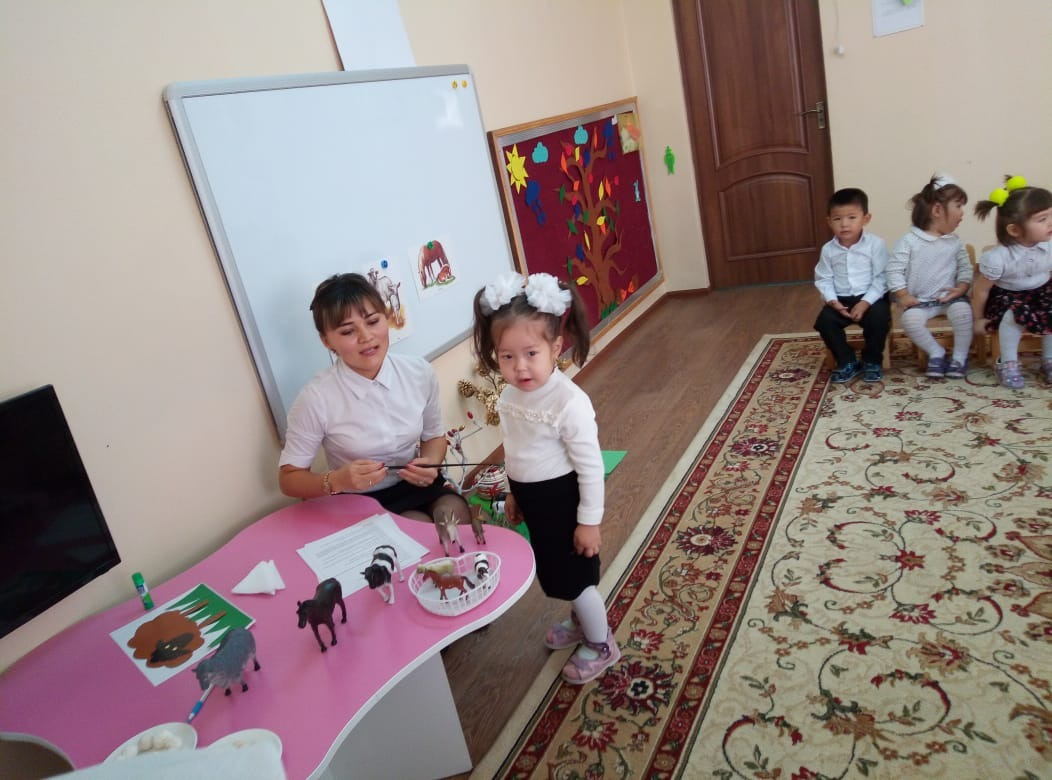 Тәрбиеші: М.Н. Халық «Үй жануарлары»  тақырыбындағы ашық оқу қызметі «Қошақан» I-кіші топ