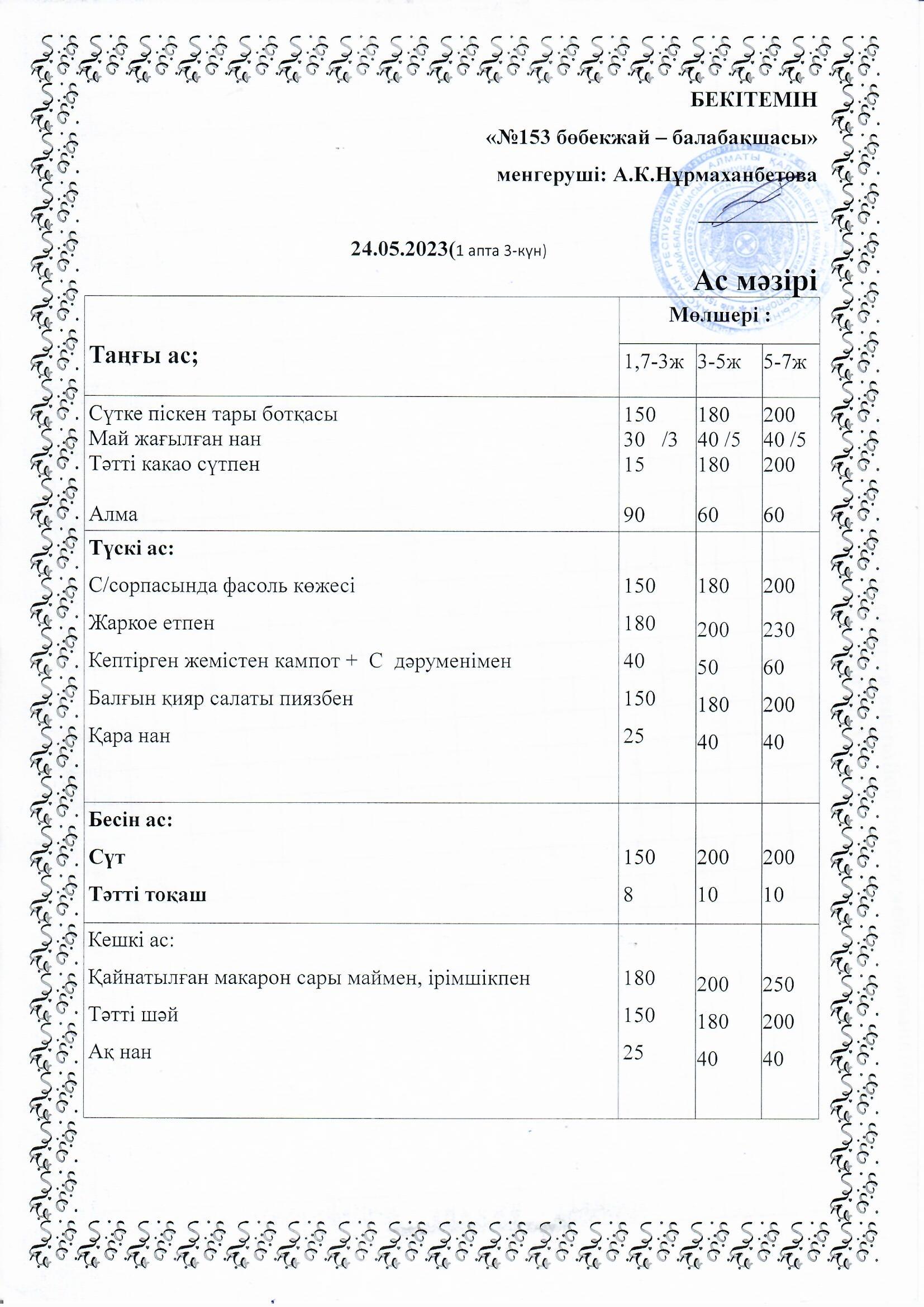 Ас мәзірі 24.05.2023 ж