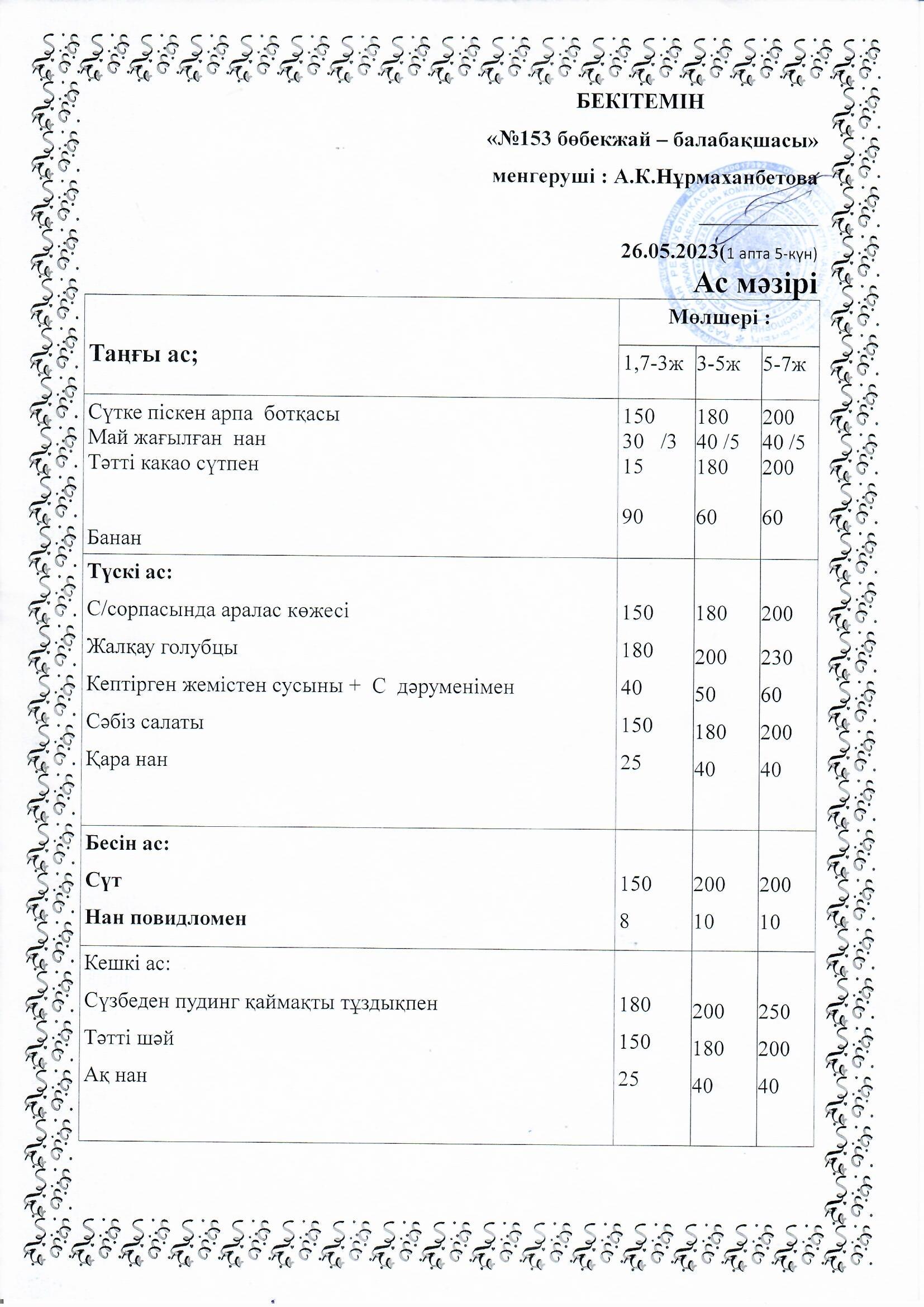 Ас мәзірі 26.05.2023 ж
