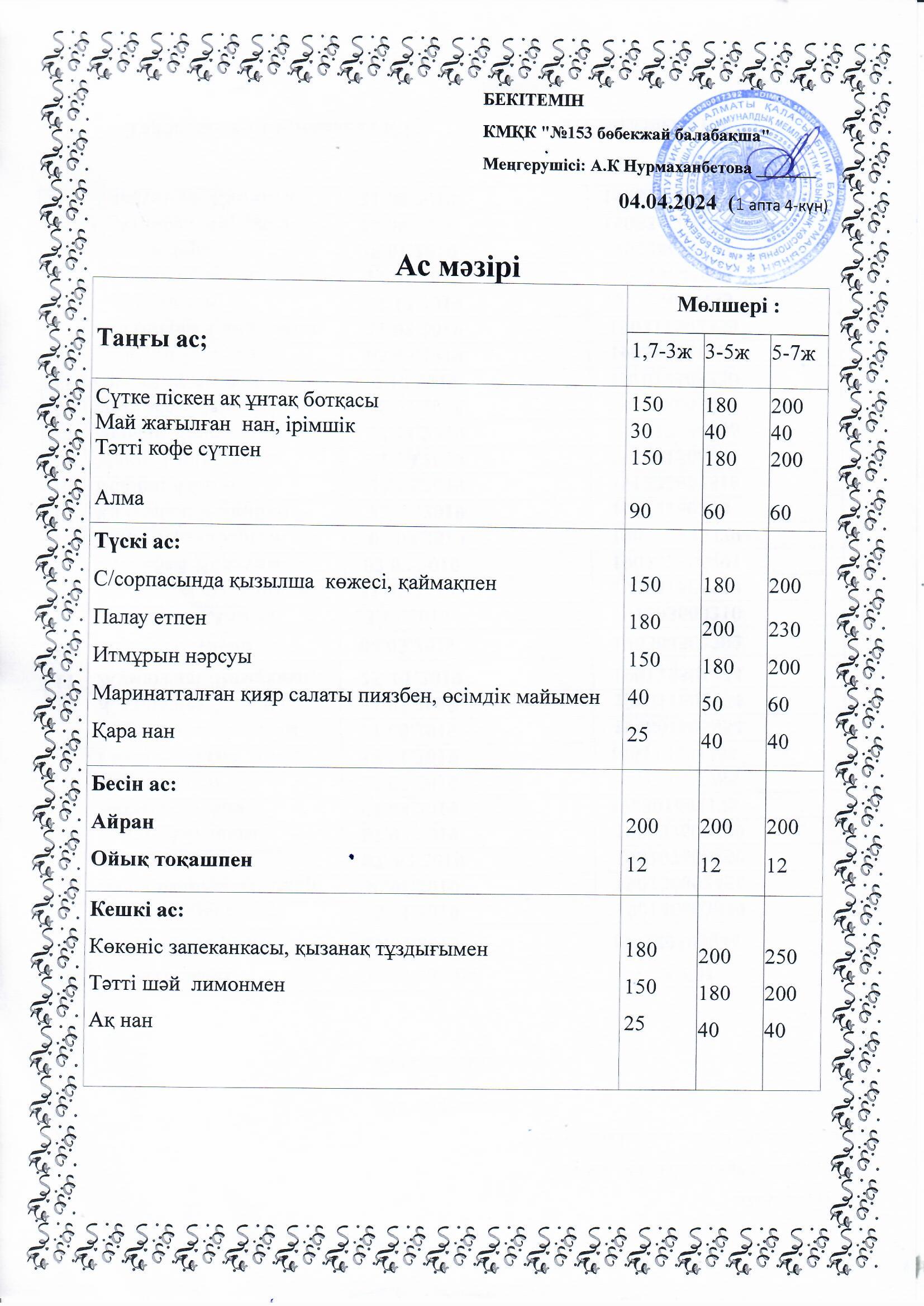 Ас мәзірі 04.04.2024 ж