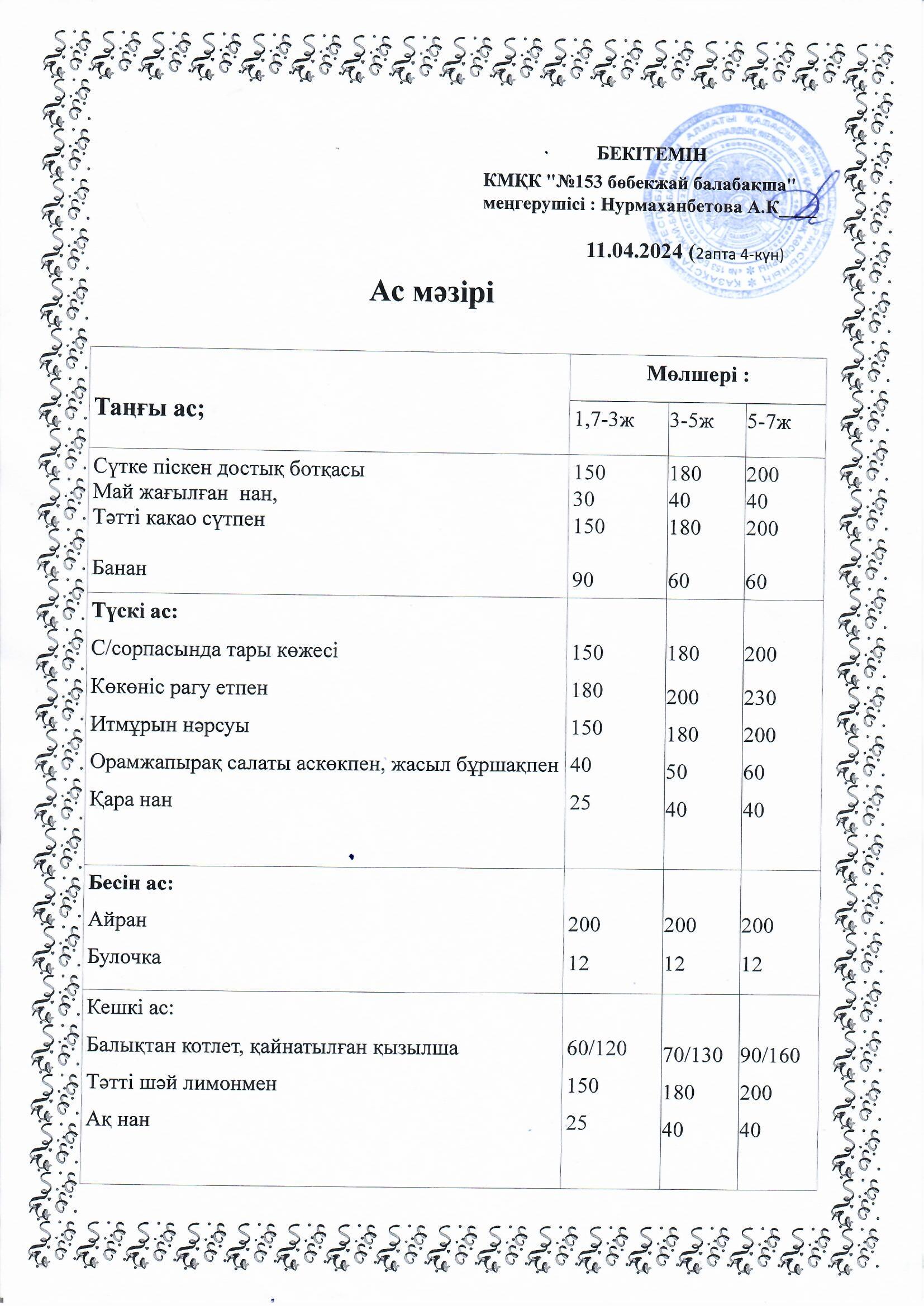 Ас мәзірі 11.04.2024 ж