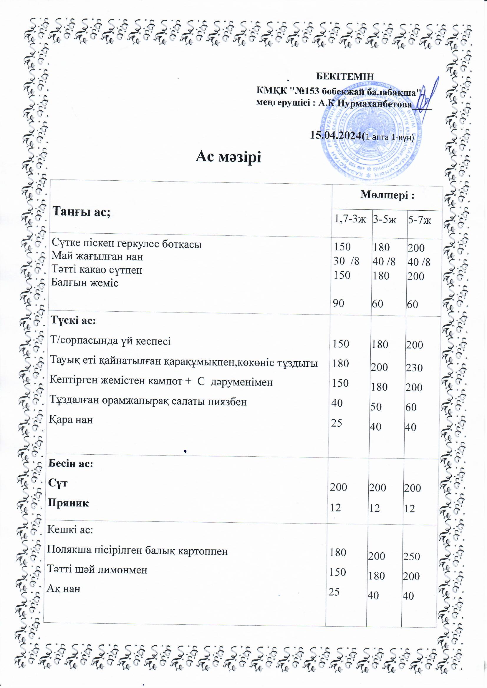 Ас мәзірі 15.04.2024 ж