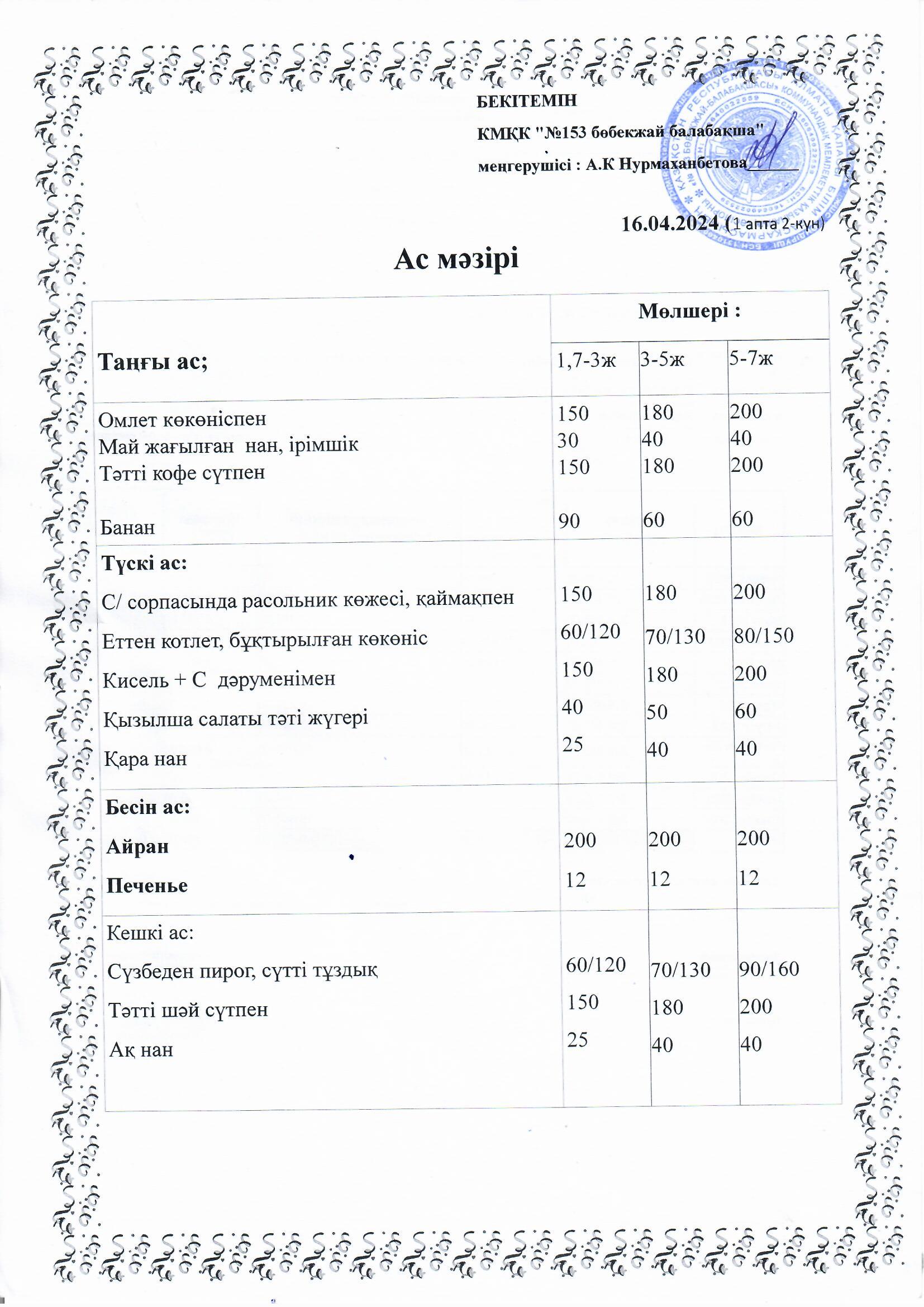 Ас мәзірі 16.04.2024 ж