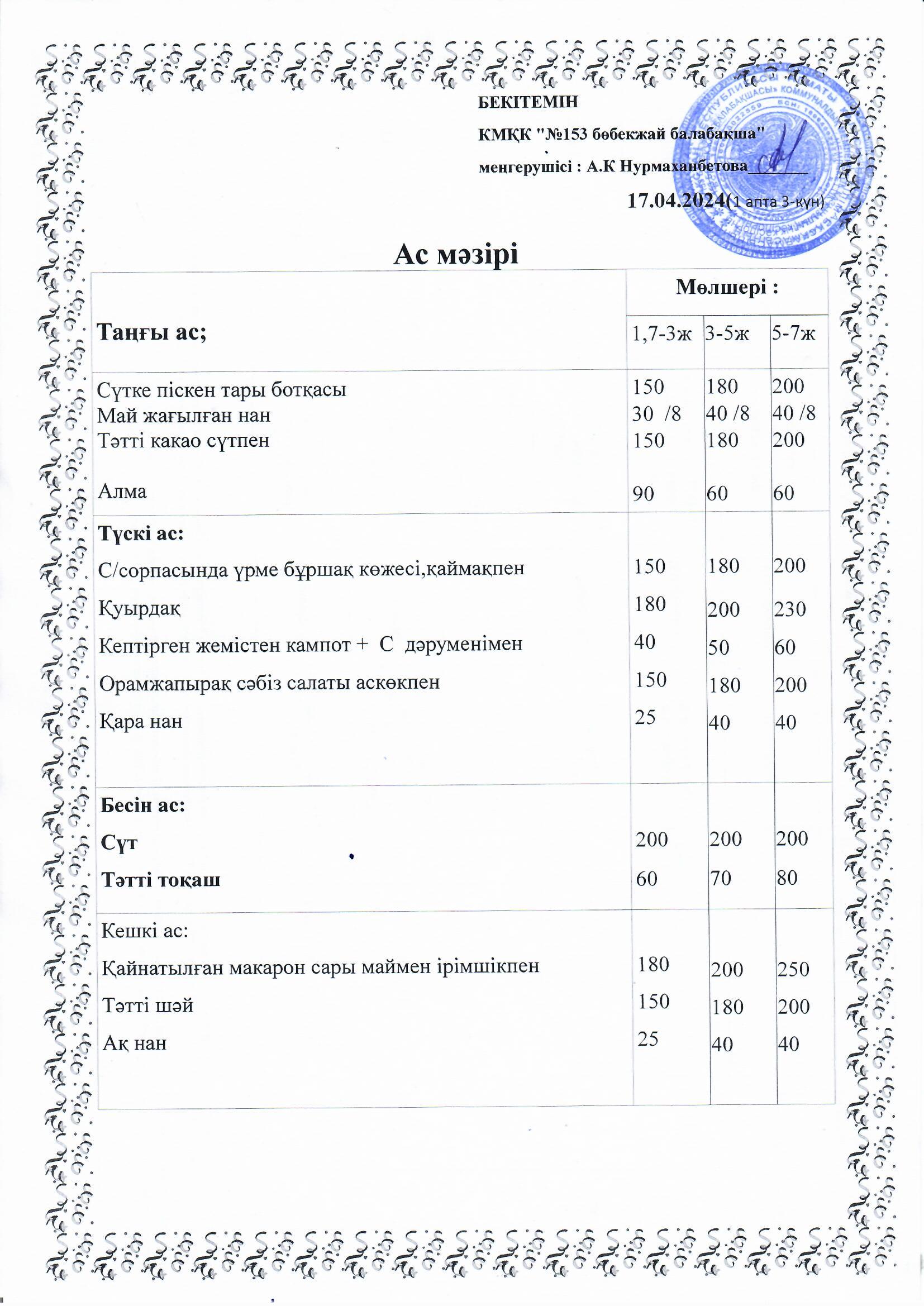 Ас мәзірі 17.04.2024 ж