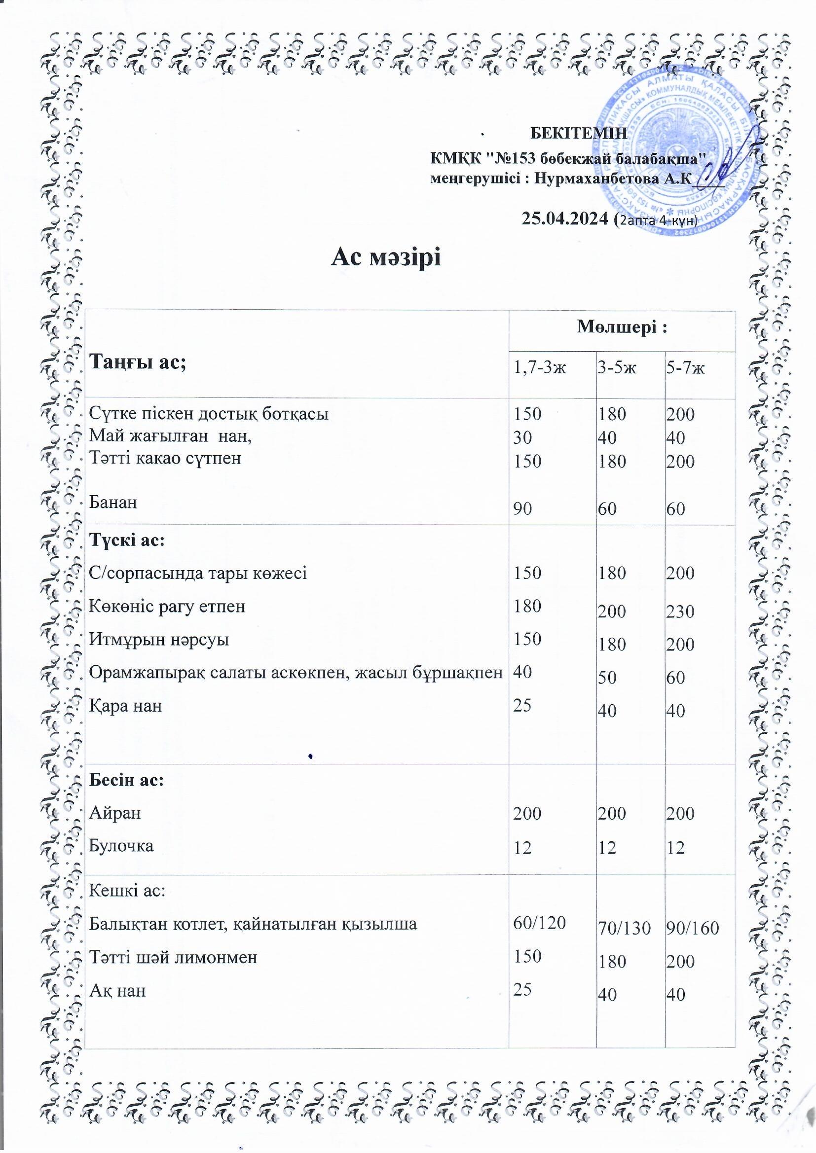 Ас мәзірі 25.04.2024 ж