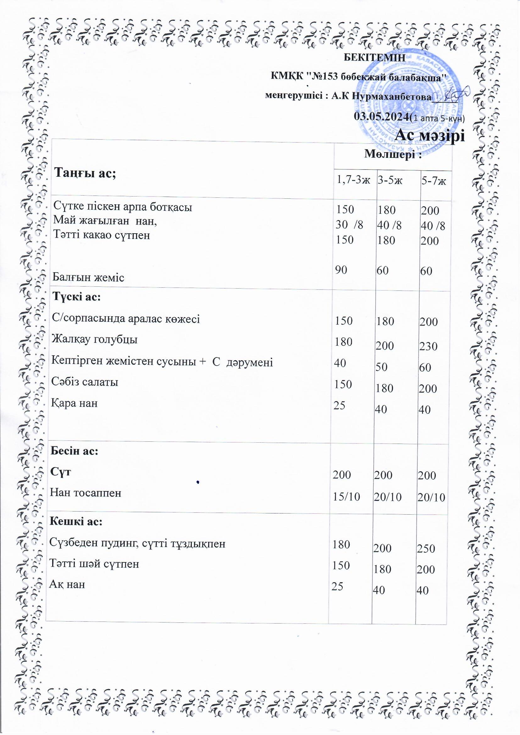 Ас мәзірі 03.05.2024 ж