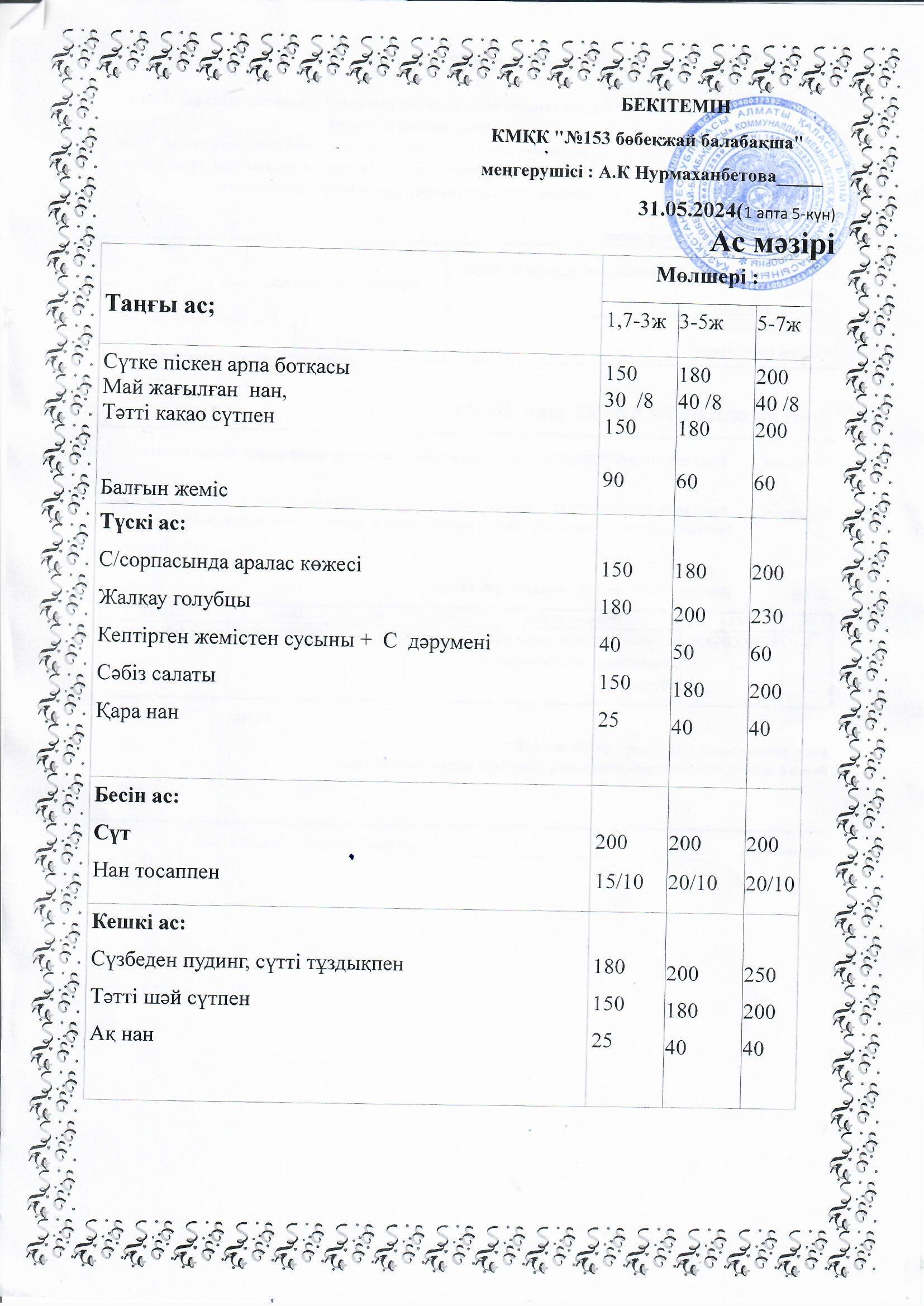 Ас мәзірі 30.05.2024 ж